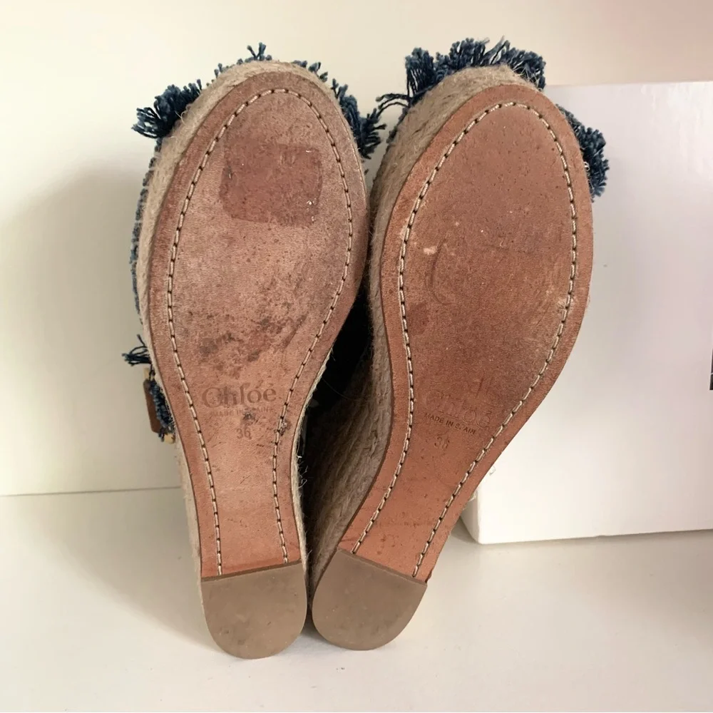 Chloe suede denim wedge heels